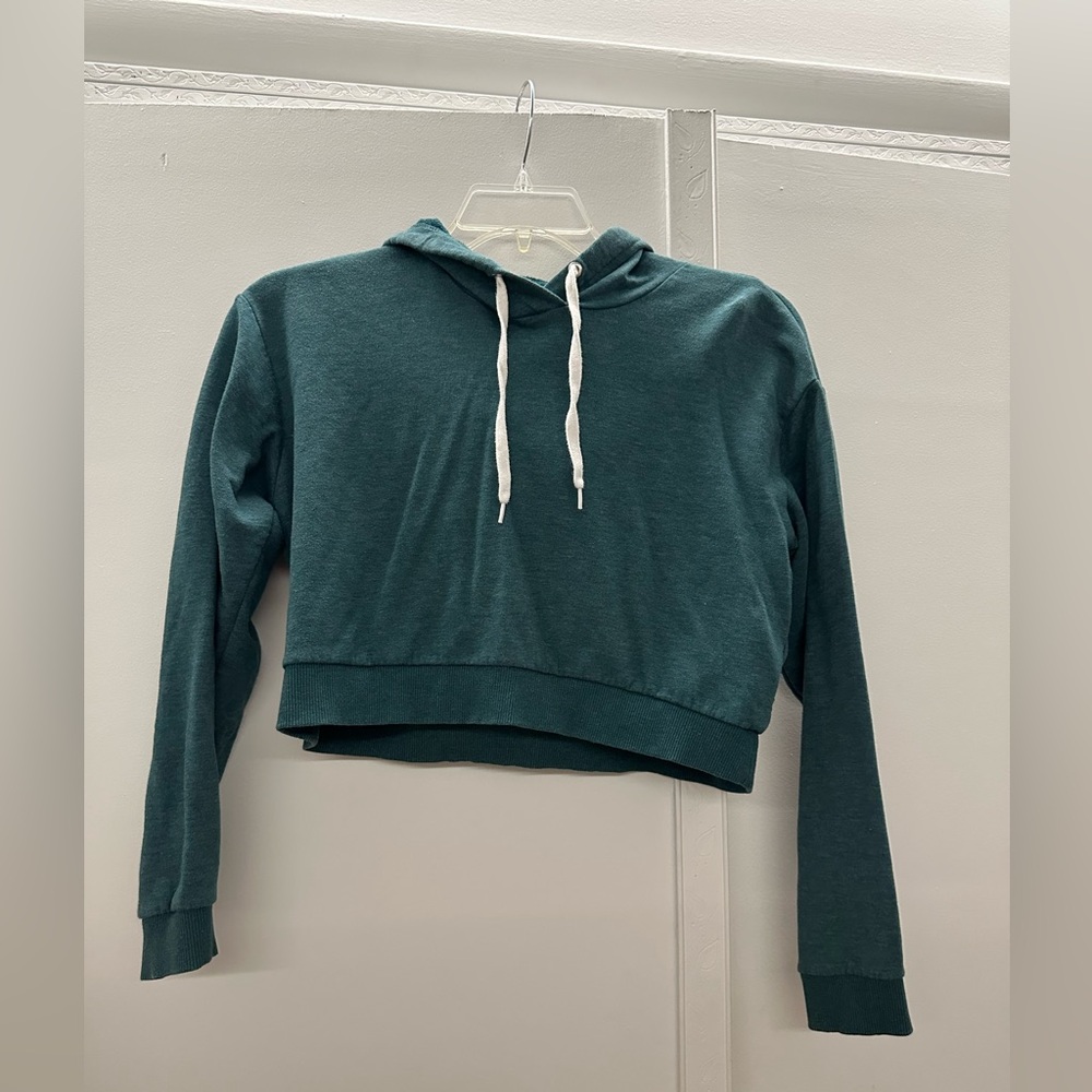 H&M Teal Cropped Light Hoodie